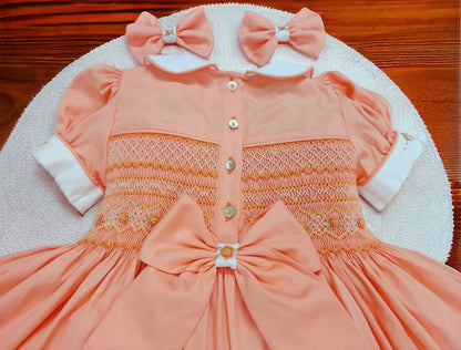 Peach smocked back and front Dress