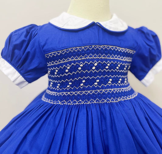 Royal blue smocked back and front SMALL FITTING SIZE UP