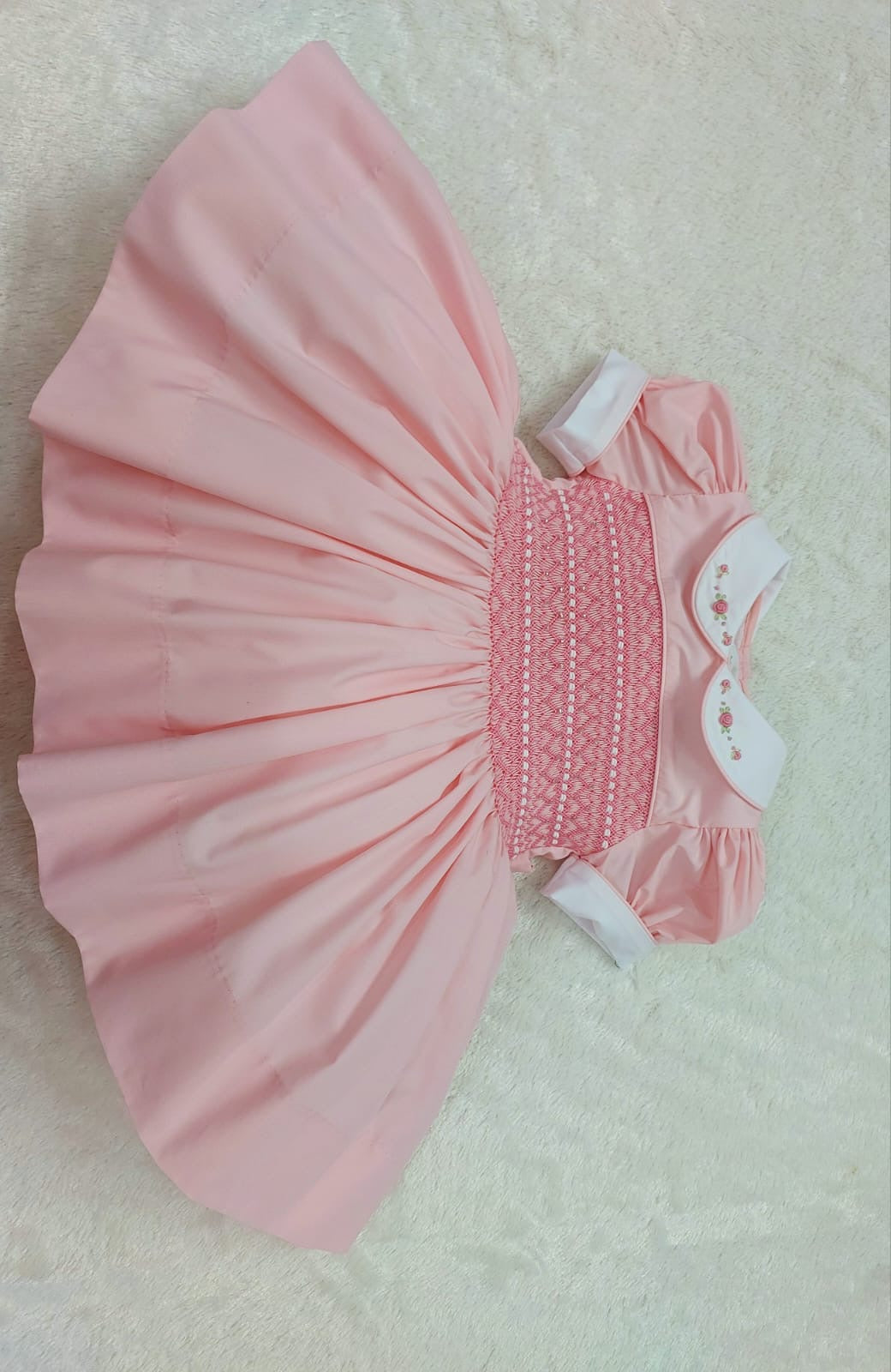 Smocked dress with beads