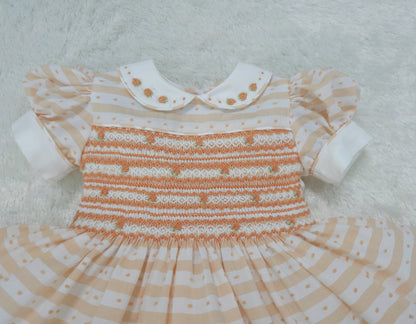 Orange stripe Swiss dot