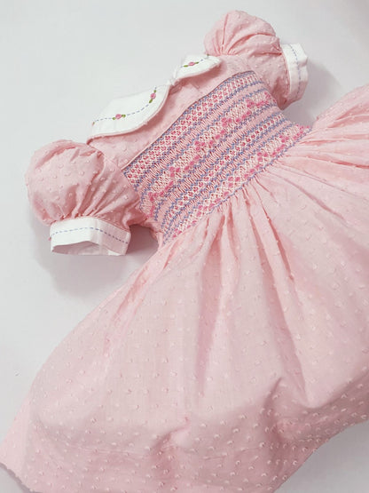 Pink Luxe Swiss dot smocked dress ( matching romper available)