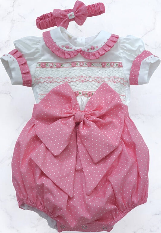 Pink polkadot romper ( got matching dress available )