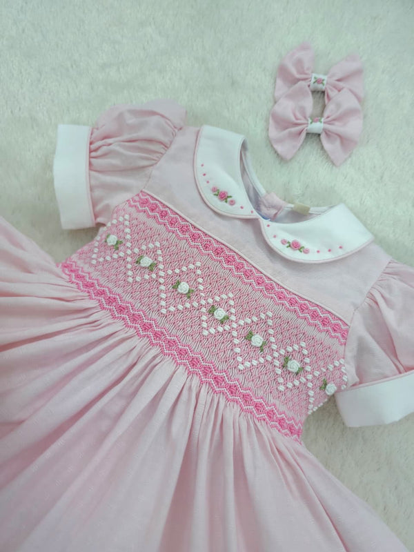 Hand Smocked Pink Dress with Petticoat | Baby Jones
