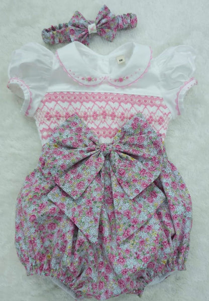 Floral smocked romper