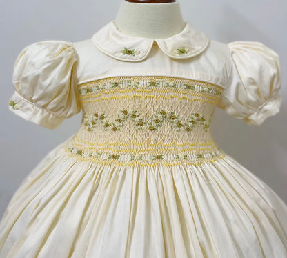 Cream and gold smocked back and front