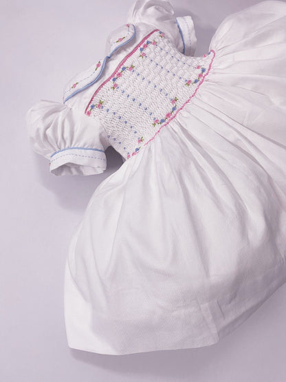Luxe White smocked back and front