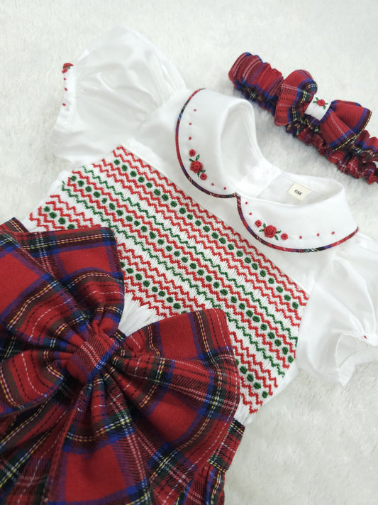 Tartan girls romper PRE ORDER HERE IN 2 WEEKS ( got matching boys suit available )