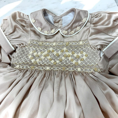 Gold smocked dress