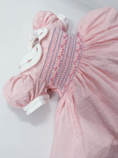 Pink Luxe Swiss dot smocked dress ( matching romper available)