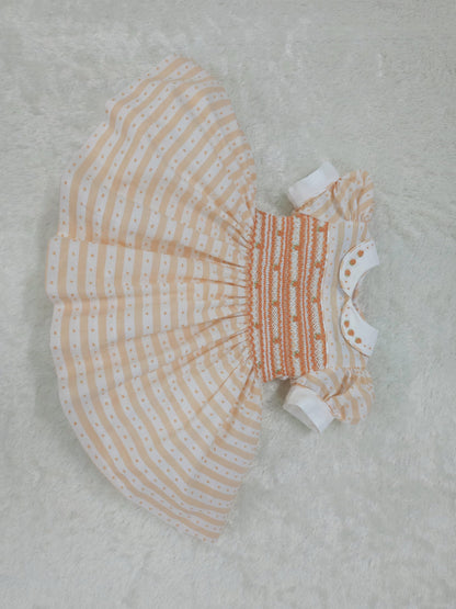 Orange stripe Swiss dot