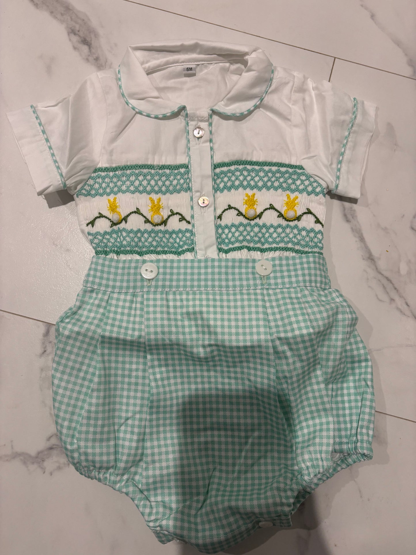 Mint Easter smocked boys suit