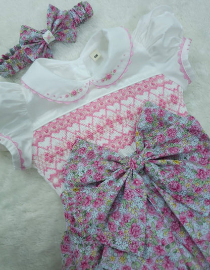Floral smocked romper
