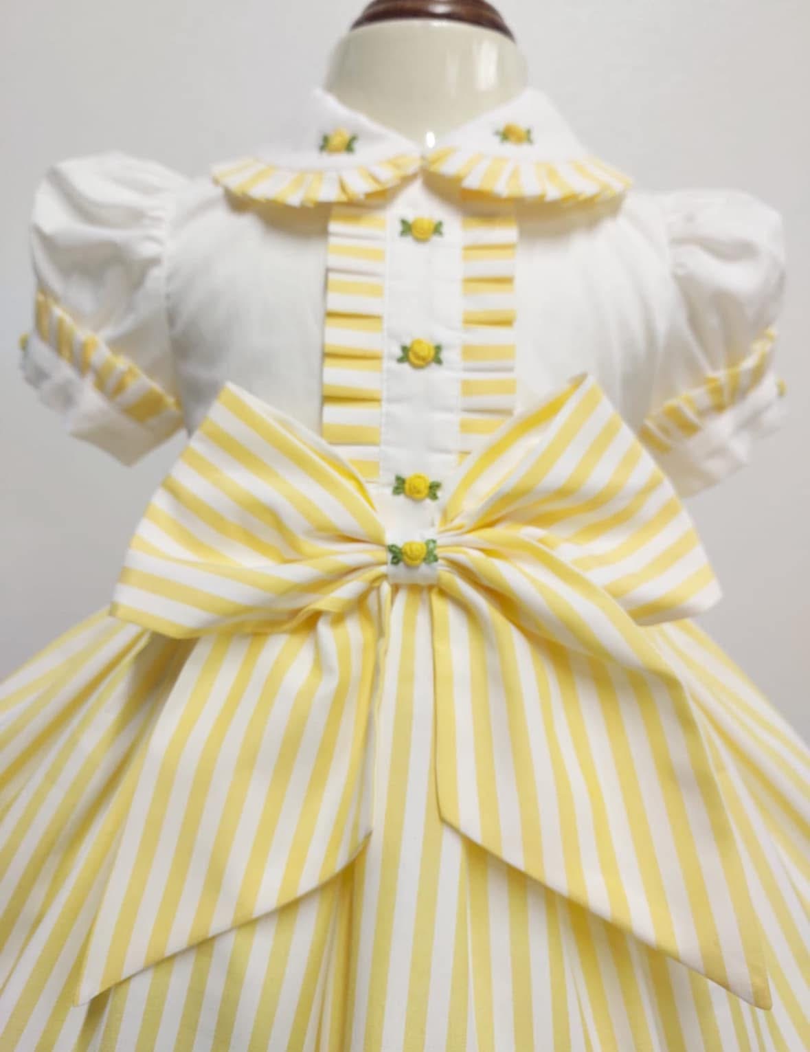 Yellow striped classic dress