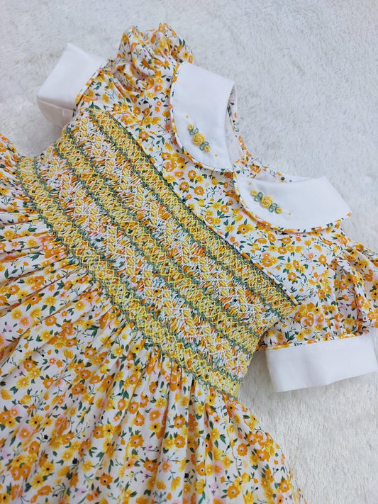 Floral spring smocked dress