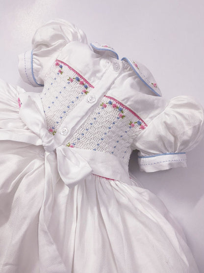 Luxe White smocked back and front