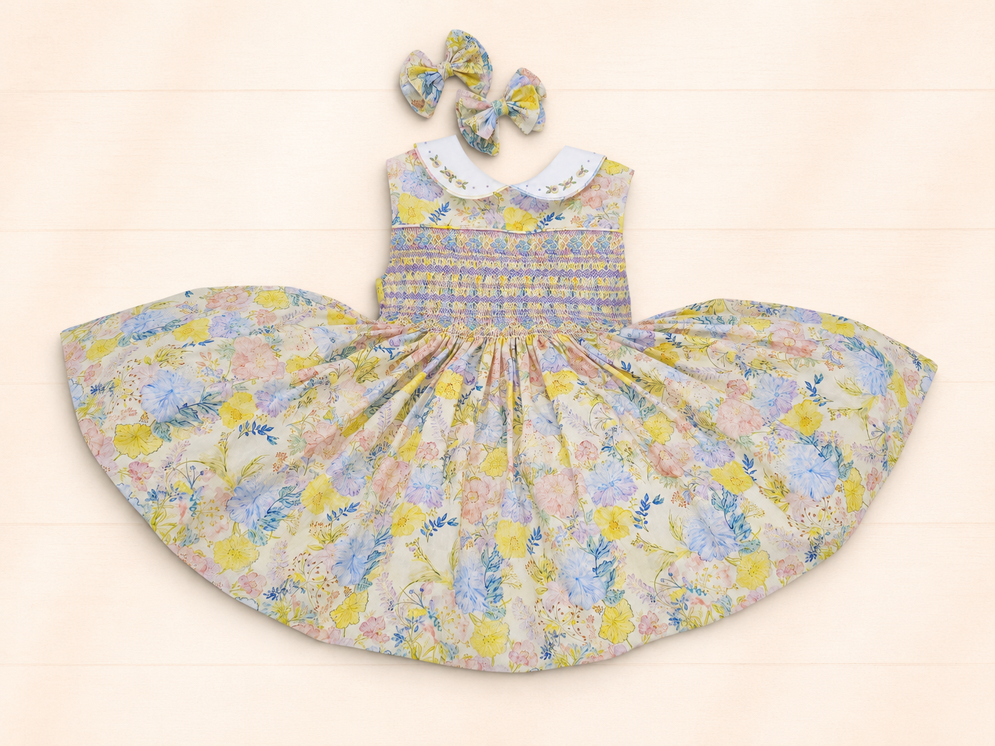 Summer floral hand smocked sleeveless dress - Baby Jones Ltd
