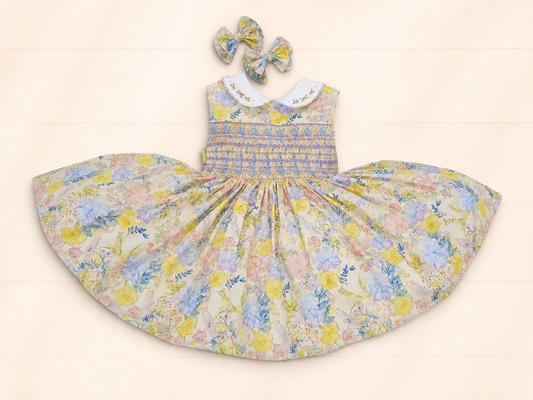Summer floral hand smocked sleeveless dress - Baby Jones Ltd