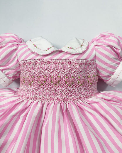 Pink luxe stripe smocked dress ( matching romper available )