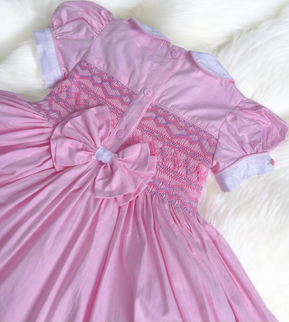 Pink smocked back and front