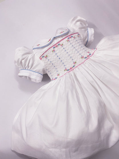 Luxe White smocked back and front