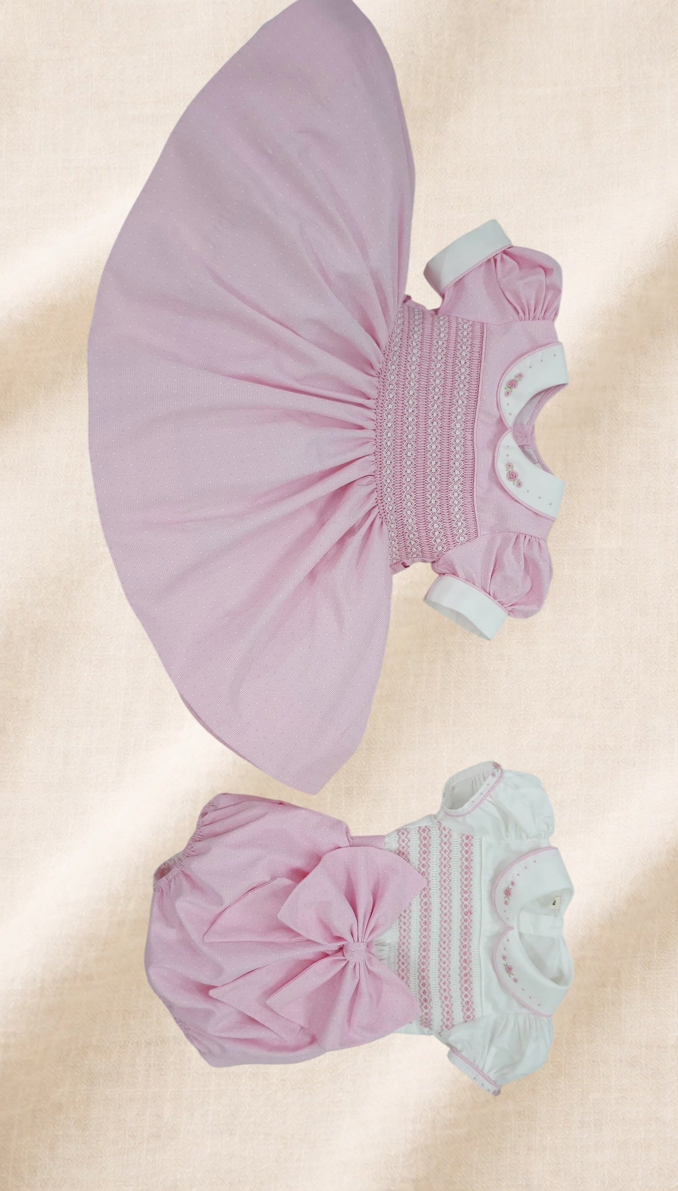 Pink Rose Hand-Smocked Dress