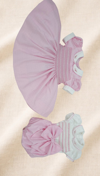 Pink Rose Hand-Smocked Dress