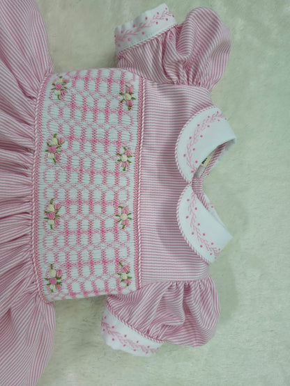 Pink stripe smocked dress