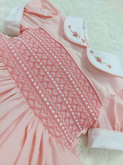 Smocked dress with beads