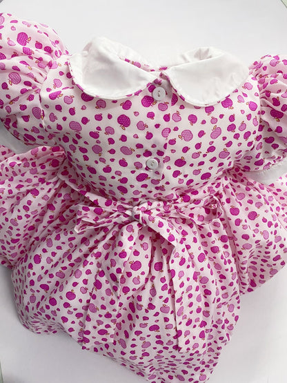 Luxe apple print smocked dress