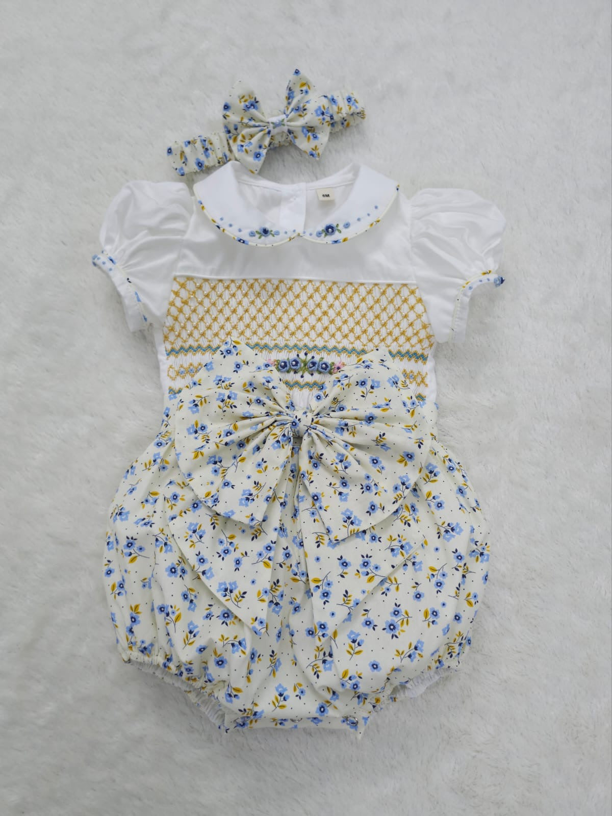 Summer floral smocked romper