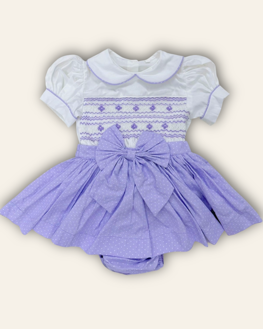 Lilac polkadot romper