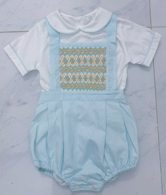 Blue stripe with gold boys suit ( got matching dress available )