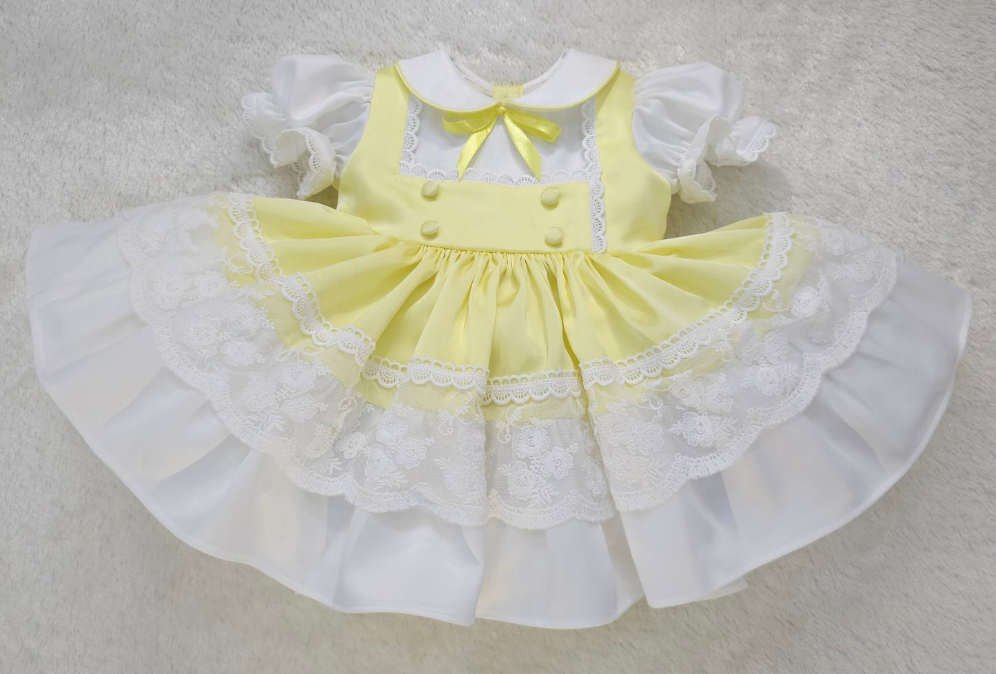 Lemon and white classic dress with lace HERE IN 10 DAYS