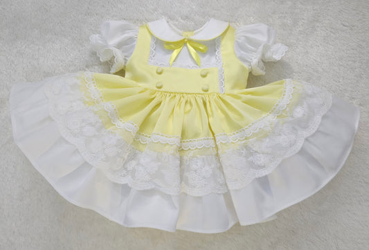 Lemon and white classic dress with lace HERE IN 10 DAYS