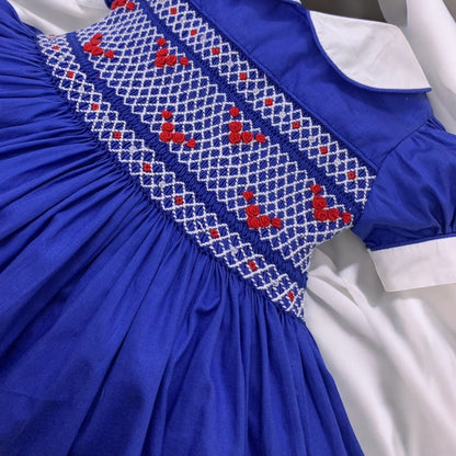 Royal blue with red and bead detailing - New Snow White dress