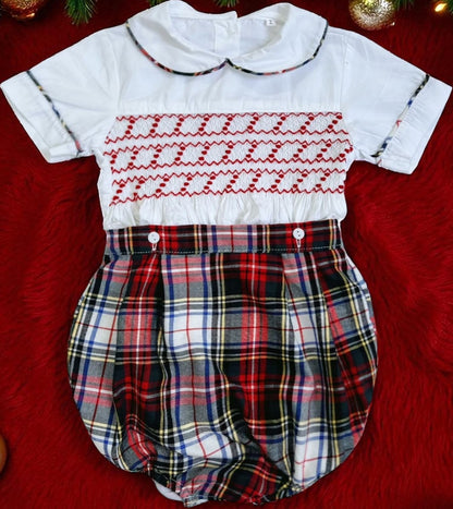 Tartan smocked boys suit ( got matching dress available )