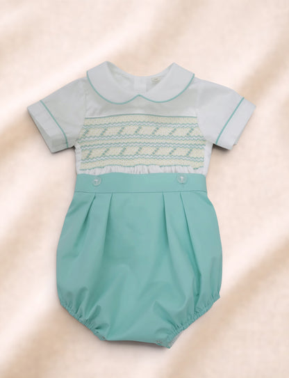 Duck egg aqua smocked boys suit ( matching dress available )
