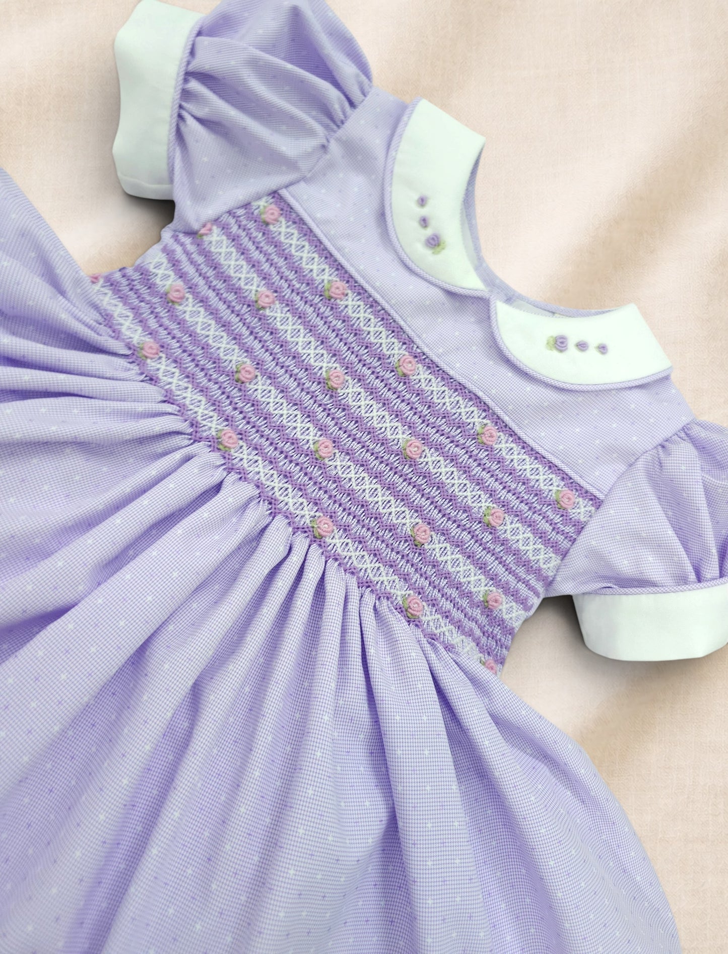 Lavender Rose Hand-Smocked Dress