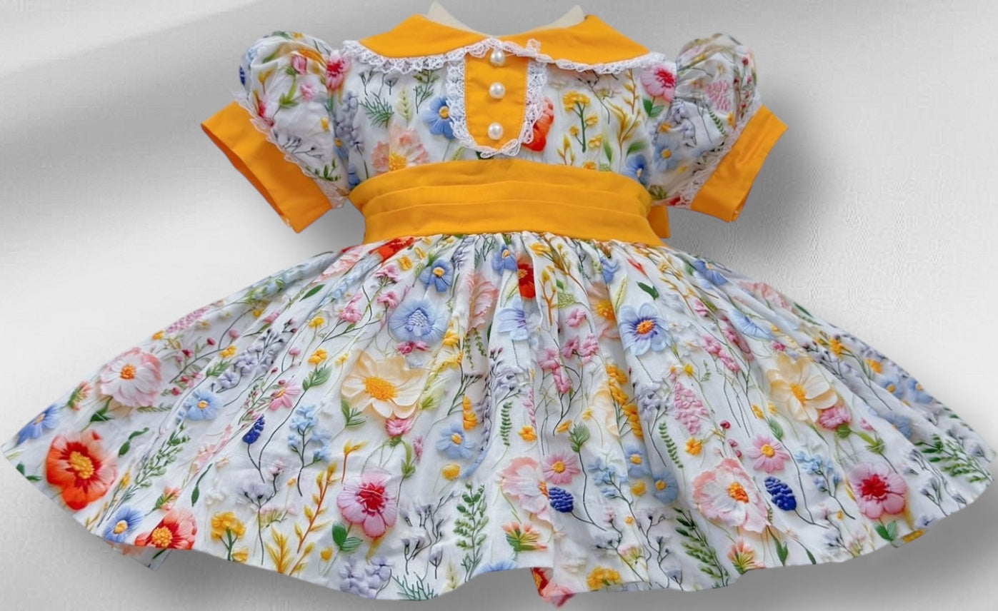 3d print floral classic dress