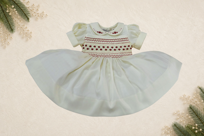 The Cream Christmas Rose Hand Smocked Dress