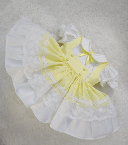 Lemon and white classic dress with lace HERE IN 10 DAYS