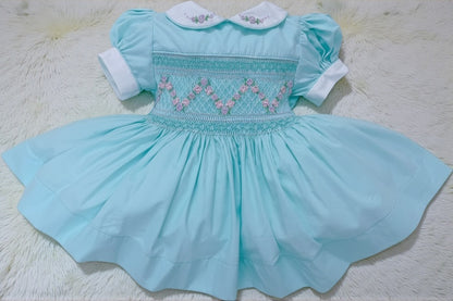 Mint Smocked Dress with Fitted Petticoat