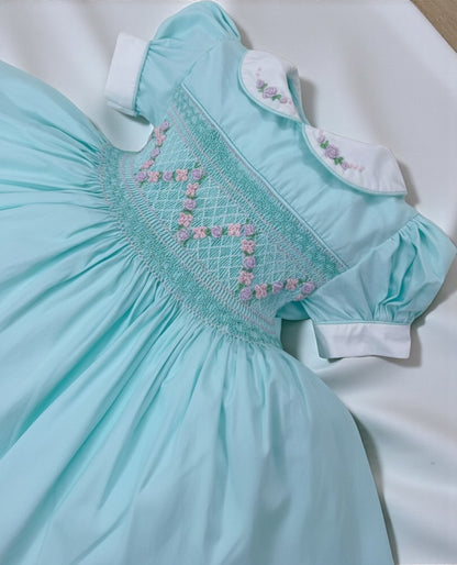 Mint Smocked Dress with Fitted Petticoat