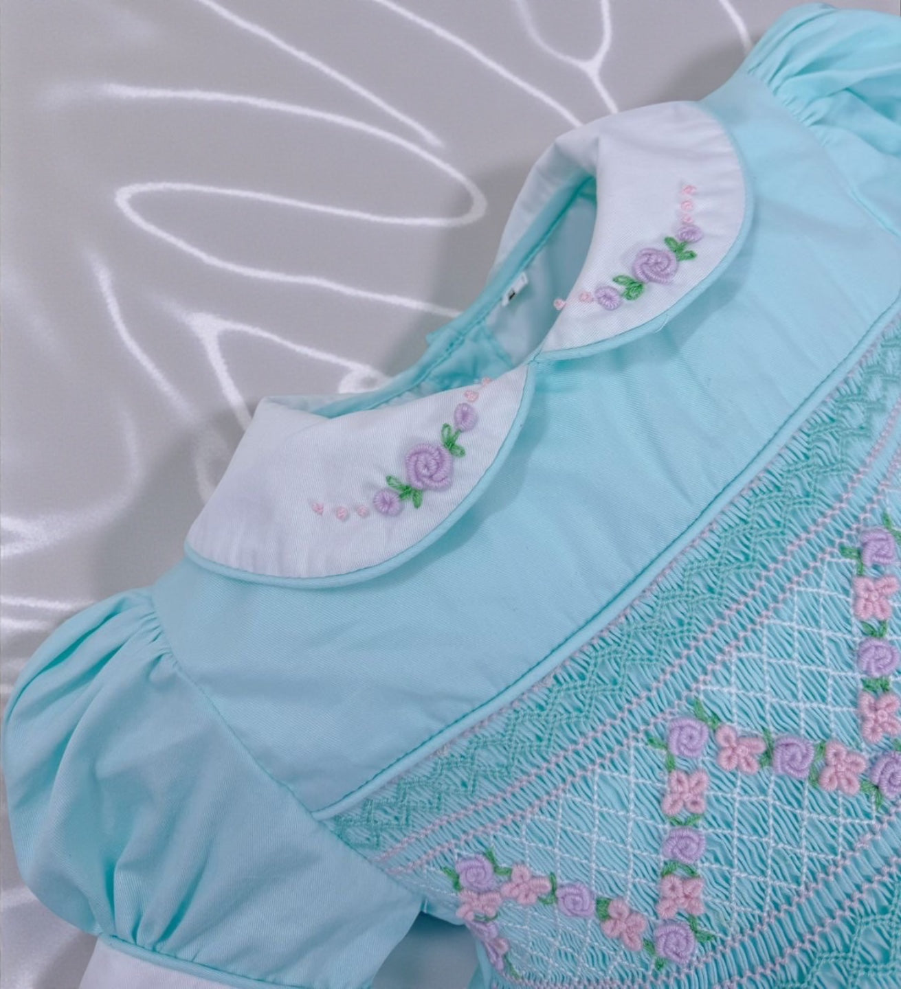 Mint Smocked Dress with Fitted Petticoat