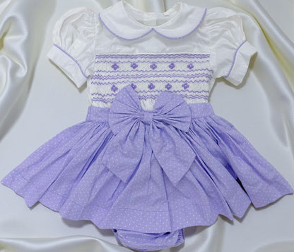 Lilac polkadot romper