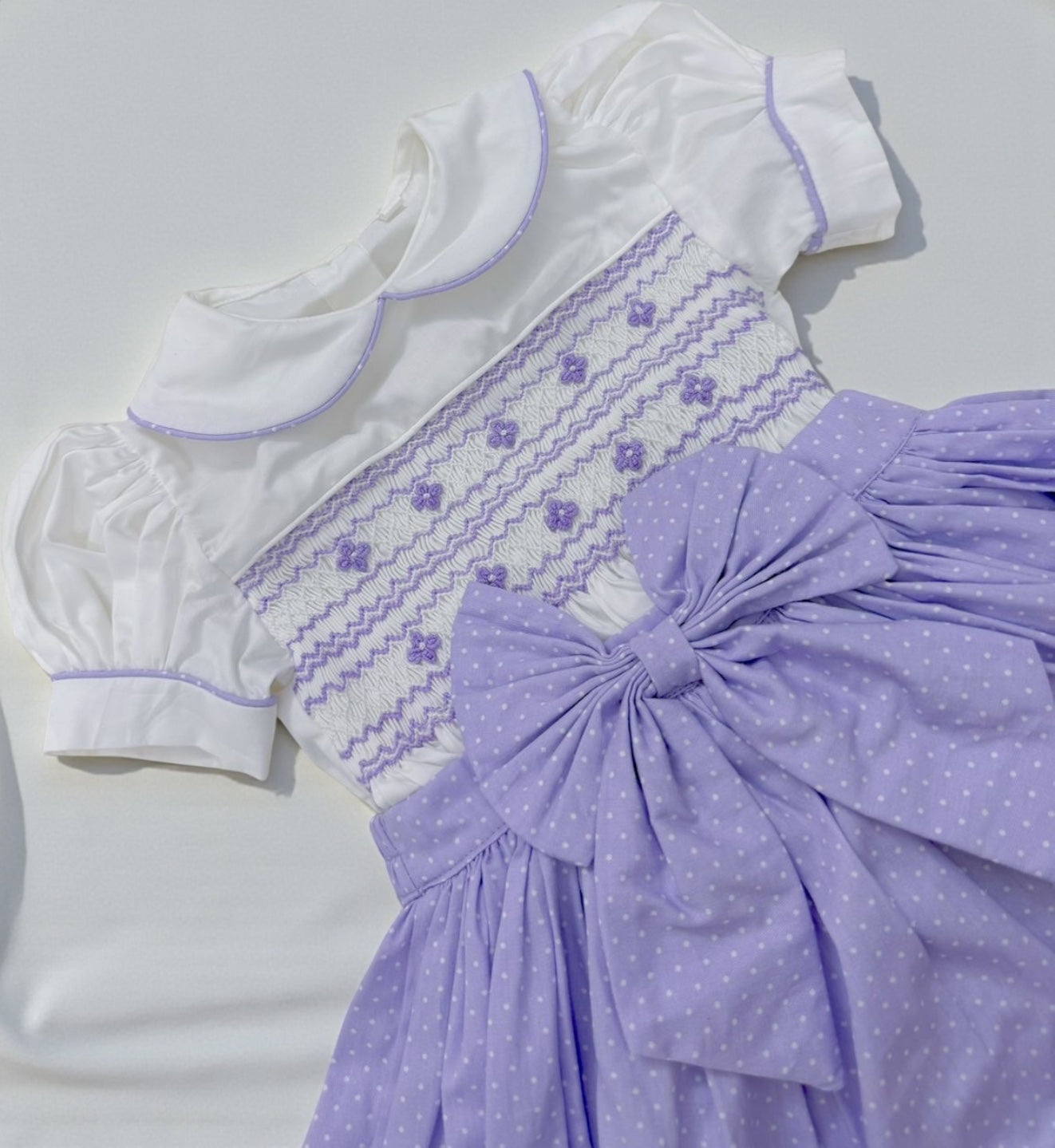 Lilac polkadot romper