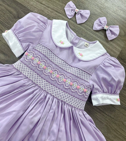 💜🩷💜 Fliederfarbenes gesmoktes Kleid 💜🩷💜