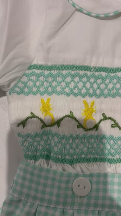 Mint Easter smocked boys suit