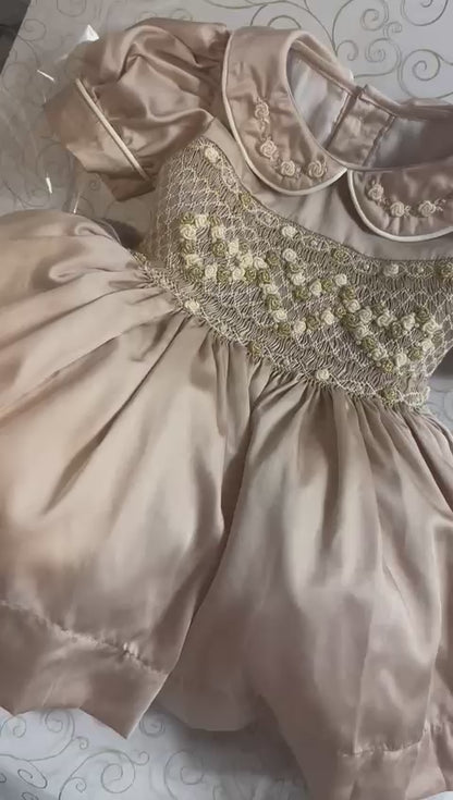 Gold smocked dress