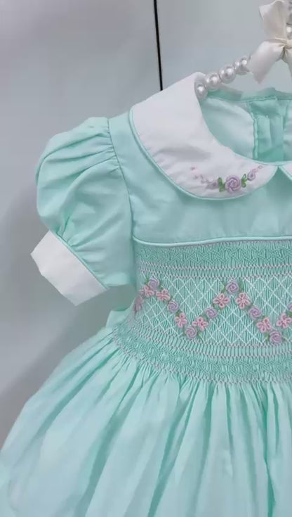 Mint Smocked Dress with Fitted Petticoat